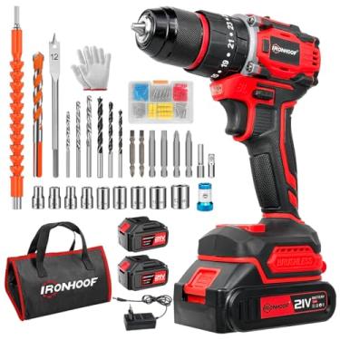 Imagem de Furadeira Parafusadeira Elétricas Brushless Sem Fio Profissional 2 Bateria 21V Vermelho