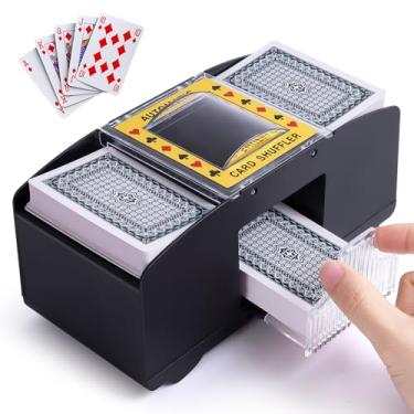 Imagem de Xixter Baralhador automático de cartas para 2 baralhos, embaralhador de cartas alimentado por bateria, máquina embaralhadora de cartas para pôquer, uno, blackjack, Texas Hold'em, Skip-Bo, jogos de
