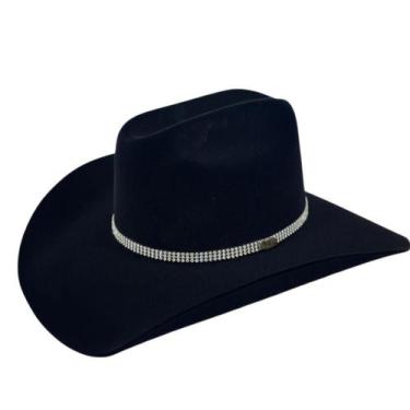 Imagem de Chapéu Estilo Country Aveludado Rodeio - Wester McAllen, Preto c, Stra