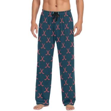 Imagem de Calça de pijama Ollabaky Ice Hockey Sport Pattern para homens XL