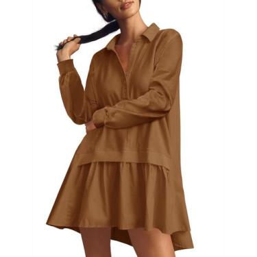 Imagem de Vestido de moletom Fisoew feminino de tamanho grande com decote em V e