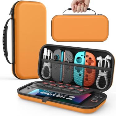 Imagem de MoKo Carrying Case for Nintendo Switch 2(2025), Protective Hard Shell Portable Travel Carry Case holds 10 Cartridges with Pockets for Switch 2 Accessories and Games, Orange