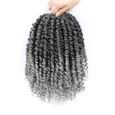 Imagem de Passion Twist Hair Karida 25 cm, 8 pacotes, cinza para mulheres negras