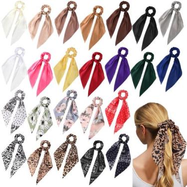 Imagem de Lenço de cabelo Scrunchies Yuxung, 24 peças, gravatas-borboleta, cetim