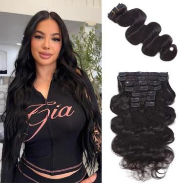 Imagem de Extensões de cabelo Clip in AIWET Body Wave 120g 20" pretas