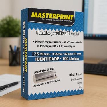 Imagem de Plástico para Plastificação Masterprint 125 Micras 80x111mm  100 Folha