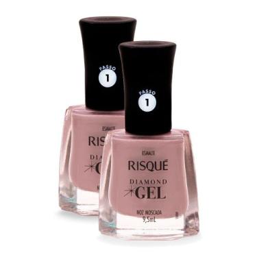 Imagem de Kit 2 Esmalte Risqué Diamond Gel Cor Noz Moscada 9,5ml