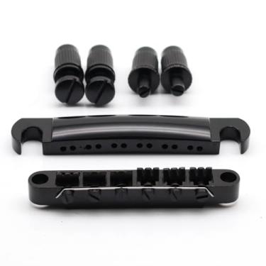 Imagem de Ponte de guitarra elétrica ABR-1 Tune-O-Matic para guitarra elétrica estilo Epiphone Les Paul LP SG - Sistema de selim de 12 cordas com ajustes de revestimento e entonação (preto)