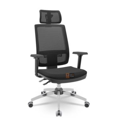 Imagem de Cadeira Brizza Tela 3D BackPlax Cromada Com Apoio NR17 Plaxmetal (Aero Preto)