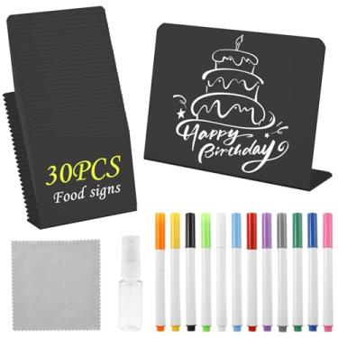 Imagem de KTZCTPCA Placa pequena de quadro-negro, etiqueta de comida de buffet reutilizável, etiquetas reservadas para catering, placas de mesa, cartão de nome de comida, conjunto de mini quadro-negro para