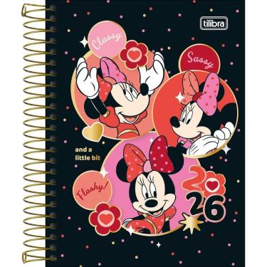 Imagem de Tilibra - Agenda Espiral Diária 11,7 x 16,4 cm Minnie 2026 - Minnie Fundo Preto - TILIBRA