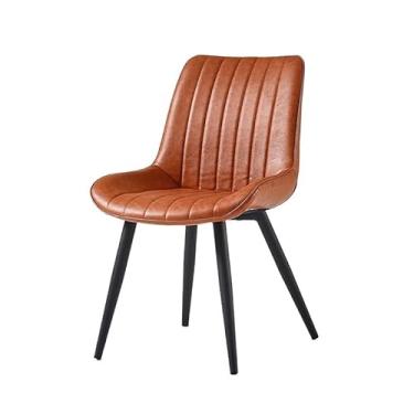 Imagem de Cadeira de jantar contemporânea de couro PU com pernas de metal - várias cores disponíveis (marrom)