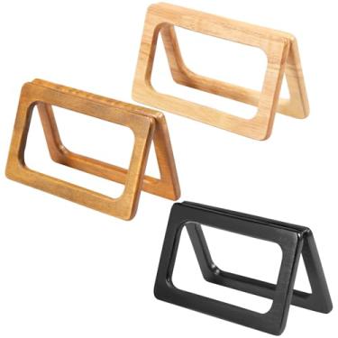 Imagem de XYDHQS 6 peças, alças de madeira, retângulo, 3 cores de substituição, alça decorativa para bolsas artesanais faça você mesmo, bolsas de praia, bolsas de lona