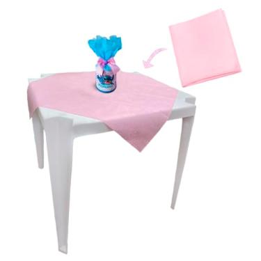 Imagem de Kit de Toalhas de Mesa TNT Quadradas, Rosa Claro, 70x70cm, 50 Unidades, Cobre Mancha Decorativo para Festas e Eventos