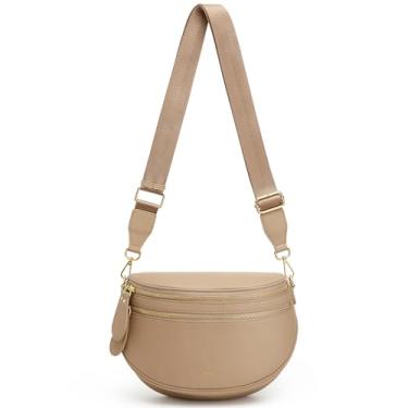 Imagem de Kattee Bolsa transversal para mulheres, pochetes de couro, bolsa de cinto, bolsas tipo sling espaçosas para mulheres com bloqueio de RFID, Bronzeado