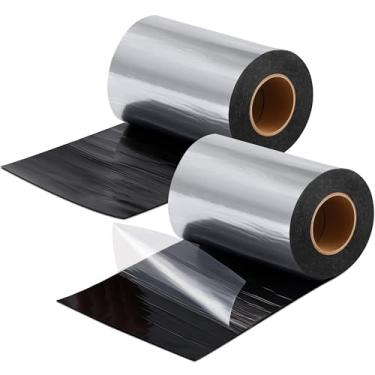 Imagem de Maasechs Pacote com 2 rolos intermitentes de 20 cm x 80 metros fita impermeável para membrana de asfalto película autoadesiva impermeável selante de telhado reparo de asfalto espesso para porta