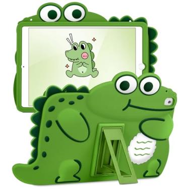 Imagem de Gurgitat Capa fofa para Apple iPad 5º/6º/Air 1º/Air 2nd/Pro 9,7 polegadas Divertido Desenho Animado Meninos Crocodilo Meninas Kickstand Capas protetoras para iPad 2017/2018/Air 1/Air 2/Pro 2016 com capa protetora de suporte