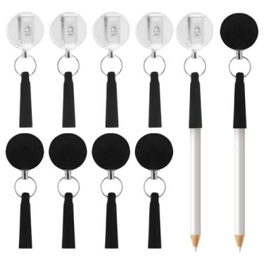Imagem de HSHGZSR 10 peças porta-lápis retrátil, suporte de caneta retrátil elástico, suporte portátil para caneta, suporte de lápis de silicone, suporte retrátil para carpinteiros em madeira