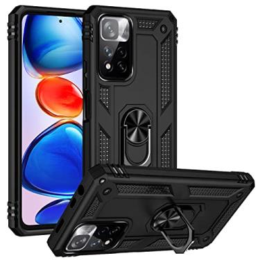 Imagem de SORAKA Capa para Xiaomi Redmi Note 11 Pro+ 5G com suporte de anel invisível e placa de metal para montagem magnética em carro Capa rígida para PC Capa Xiaomi Redmi Note 11 Pro Plus 5G Capa