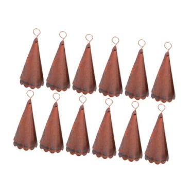 Imagem de IEUDNS 12 peças de enfeite de sino de Natal com borda floral, sinos de vento, decoração de Natal, sinos de bruxa para festivais, jardim, noivados, Bronze Vermelho