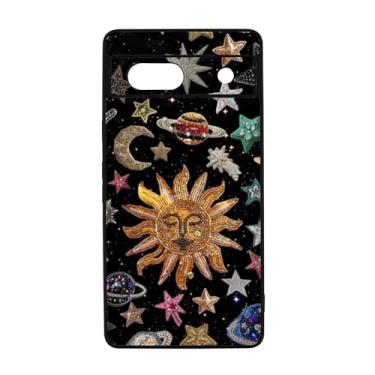 Imagem de qizjio Capa de telefone vintage de mosaico celestial à prova de choque com pingente de astrologia céu noturno capa de telefone para Google Pixel 7A