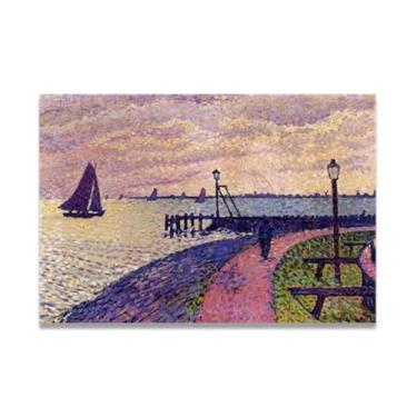 Imagem de Port Entrance At VolendamThéo van Rysselberghe: Impressão em tela neoimpressionista belga chave 70 x 105 cm sem moldura