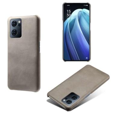 Imagem de Capa para OPPO Find X5 Lite,Proteção contra quedas,Casca de volta de cor sólida simples,Design de couro de imitação de plástico-Gray