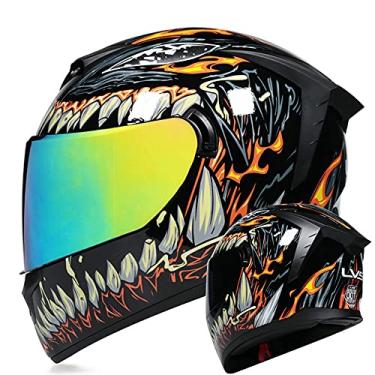 Imagem de TRIPERSON Capacete Integral Para Motocicleta, Aprovado Pela Dot, Motocicletas, Ciclomotores, Motos De Rua, Corrida, Masculino E Feminino (Mutations Color Mirror, Pequeno)