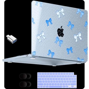 Imagem de MEEgoodo Capa para MacBook Air de 13,5 polegadas M4/M3/M2 2025 2024 2022 (compatível com o modelo A3240/A3113/A2681), capas transparentes para laptop MacBook Air de 13 polegadas, bolinhas azuis e