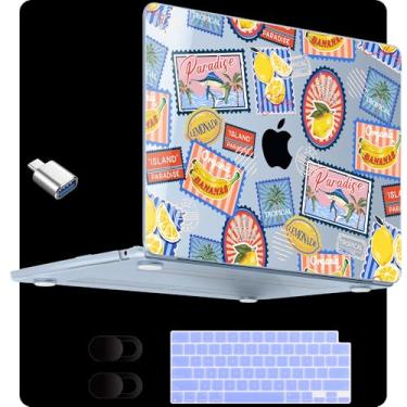 Imagem de MEEgoodo Capa para MacBook Air de 13,5 polegadas M4/M3/M2 2025 2024 2022 (compatível com o modelo A3240/A3113/A2681), capas transparentes para laptop MacBook Air de 13 polegadas, estampa tropical