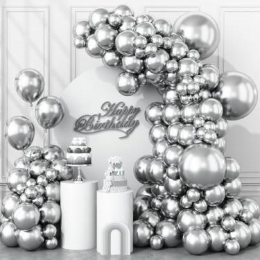 Imagem de Balões de festa Togvu Metallic Silver, 123 pacotes com guirlanda