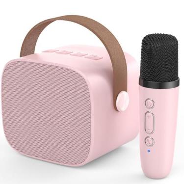 Imagem de Máquina de karaokê MEGUO Mini Microfone de Karaokê rosa 1 microfone