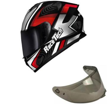 Imagem de Capacete Race Tech Hit Draw Cinza e Vermelho Mais Viseira Fumê-Masculino