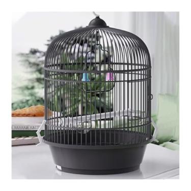 Imagem de Gaiola de pássaro, papagaio, portátil, para uso ao ar livre, ornamental, redondo, ninho de pássaro para viagem (preto)