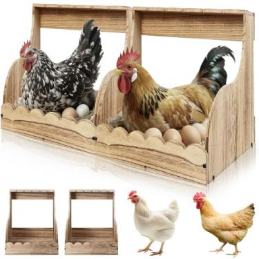 Imagem de Pacote com 2 caixas de madeira para galinhas, 35 x 35 x 33 cm, compartimentos únicos para galinhas e ovos, acessórios de galinheiro de aves de fácil montagem para galinhas, patos e pássaros