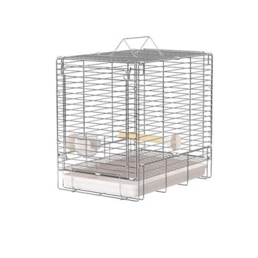 Imagem de Gaiola de pássaro bandeja dobrável com alças duplas para facilitar a limpeza e transporte de pássaros para uso ao ar livre Ninho de pássaro (branco)