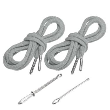 Imagem de PATIKIL Cordões de cordão de 138 cm, 2 peças de cordas de substituição com 2 peças de passadores fáceis para shorts, calças, casacos, moletom, moletom com capuz, cinza