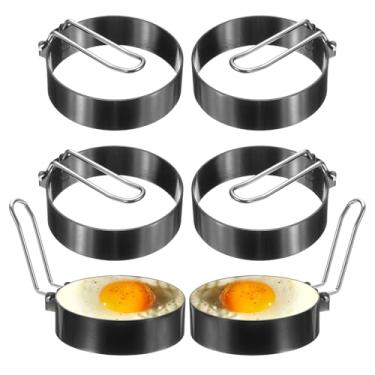 Imagem de HARFINGTON 6 anéis de ovos de aço inoxidável 7,6 cm antiaderente panqueca anel de cozinha para frigideira fritar ovos sanduíche omeletes café da manhã
