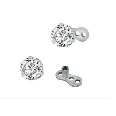 Imagem de Piercing Microdermal Zirconia Pedra Cristal 4Mm Aço