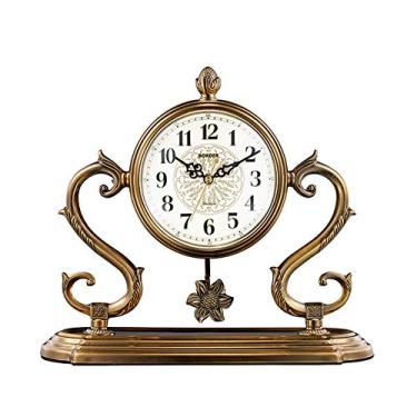 Imagem de Relógio de mesa retrô europeu relógio de cornija vintage relógio de mesa com balanço para escritório decoração de casa presente operado por bateria F (A) (Y)