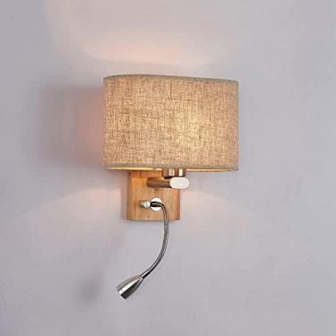Imagem de Arandela De Parede De Tecido Lâmpada De Leitura De Montagem Em Parede De Madeira Luz De Leitura De Montagem Na Parede De Cabeceira, Luminária De Cabeceira Pescoço De Ganso F, Champagne