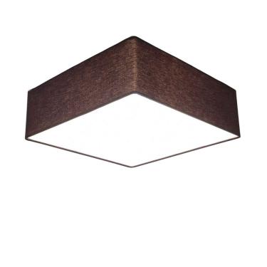 Imagem de Lustre Plafon Sobrepor Quadrado Vivare CQF5015LC Cúpula em Tecido Cor Café 50x50x15cm