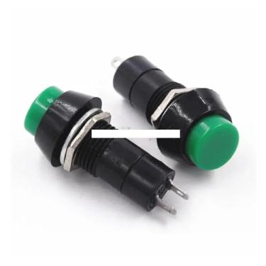 Imagem de 10 peças interruptor de redefinição PBS-11B OFF-(ON) Normalmente aberto sem bloqueado 250VAC 1A botão redondo verde WWECCQIJ