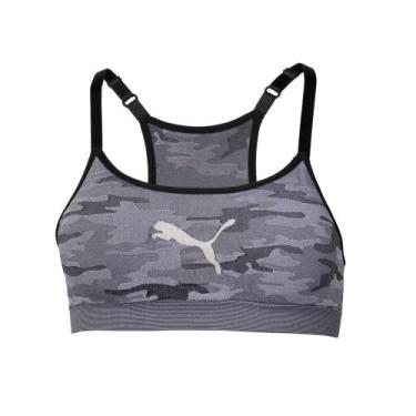 Imagem de Top Feminino Puma Estampa Militar Bojo Removível Preto/cinza, Preto, C