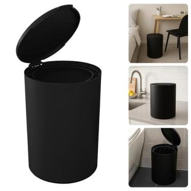 Imagem de Lixeira Redonda 5 Litros Tampa Manual Esconde Sacolinhas Pia Banheiro 