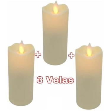 Imagem de Kit 3 Velas De Led Eletrônica Chama Viva C/ baterias Inclusa - D' Pres