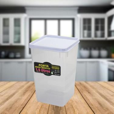 Imagem de Pote Mantimento Hermético 1kg Alimento Tampa e Trava Empilhável de 1,5