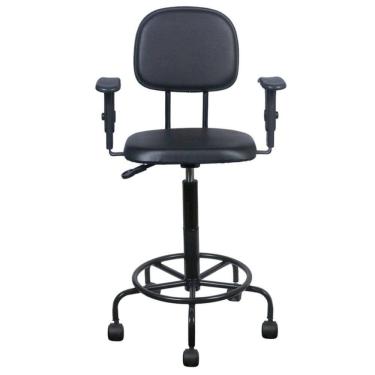 Imagem de Cadeira Caixa Alta L Duplo Com Braço Base Semi Corano Preto