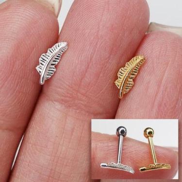 Imagem de Microbell reto prata 925 com peninha e bolinha rosqueável - no-brand, 