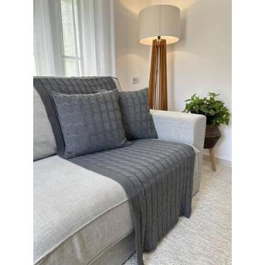 Imagem de Kit Peseira Decorativa Tricot Trança Cama Queen + 2 Capas - Calu Trico